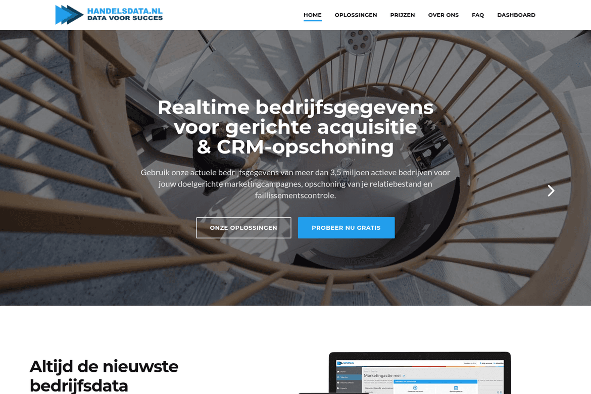 Screenshot van Handelsdata.nl